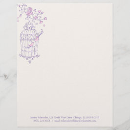 Lila rosa fågelburkhuvud brevhuvud