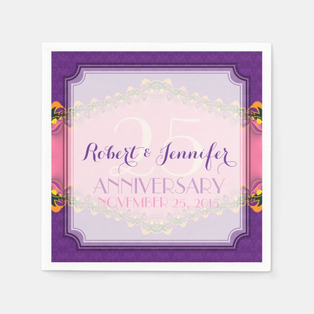 Lila Rosa Fairytale Fractal Snöre Pappra blöjor Pappersservett (Framsidan)