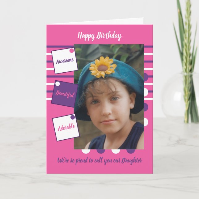 Lila rosa fantastisk Dotter till foto Kort (Framsida)