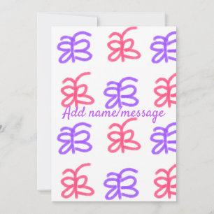 Lila rosa fjäril doodle mönster lägg till namn tex julkort