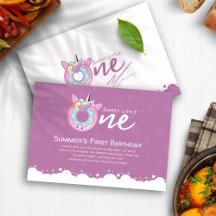 Lila Rosa Flicka Sweet 1 Birthday Donut