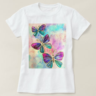 Lila Rosa Flies Butterflies T-Shirt