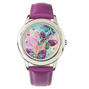 Lila Rosa Flies Butterflies Watch Armbandsur