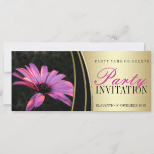 Lila Rosa Flower & Satin Guld Party Investigations Inbjudningar