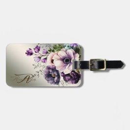 Lila Rosa Flowers Golden Elegant Bagagebricka