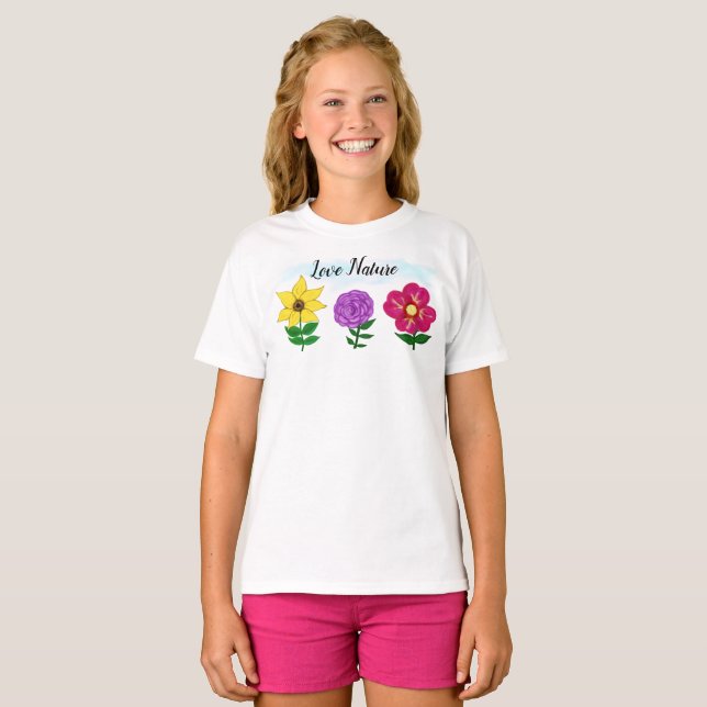 Lila Rosa Flowers (sommarGult) T Shirt (Hel framsida)