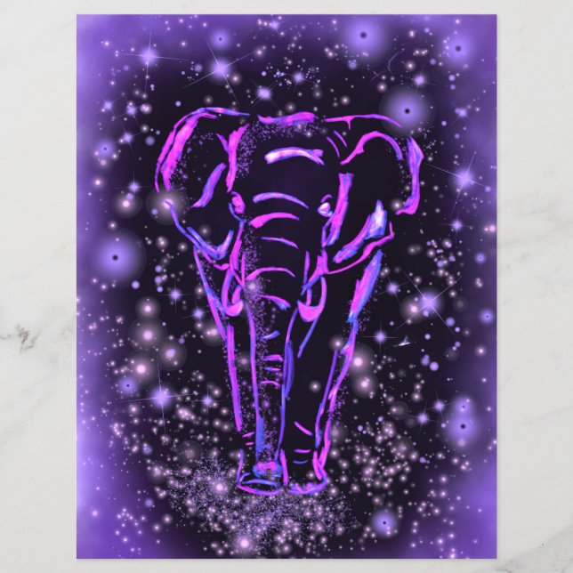 Lila Rosa Flyer Elephant Walking at Starry Night (Framsidan)