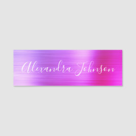 Lila Rosa Foil Modern Professionell Namnbricka