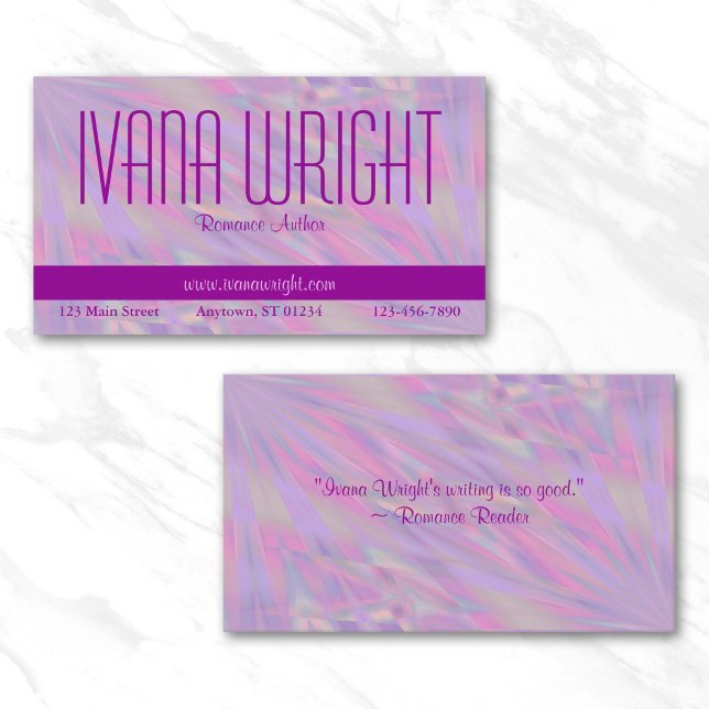Lila Rosa Författar Namnkort (Purple Pink Author Business Card)