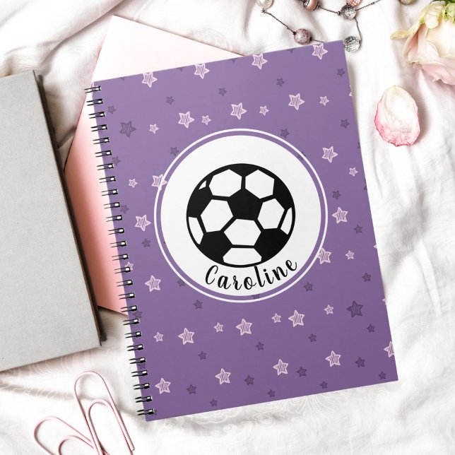 Lila Rosa Fotboll Fotboll Flicknamn Personlig Anteckningsbok (Skapare uppladdad)
