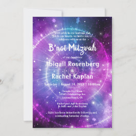 Lila Rosa Galaxy Elegant B'not Mitzvah Inbjudningar