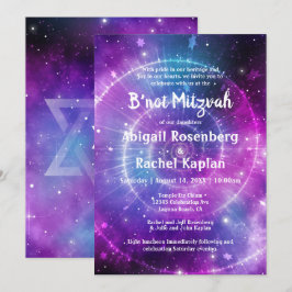 Lila Rosa Galaxy Elegant B'not Mitzvah Inbjudningar