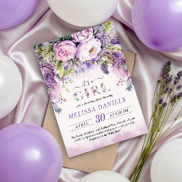 Lila & Rosa Garden Flowers Girl Baby Shower Inbjudningar