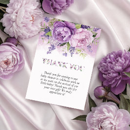 Lila & Rosa Garden Flowers Girl Baby Shower Tack Kort