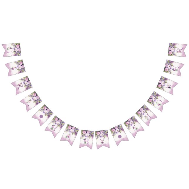 Lila & Rosa Garden Flowers Girl Baby Shower Vimplar (Alla)