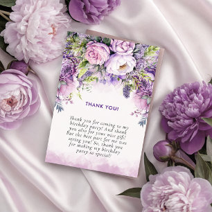 Lila & Rosa Garden Flowers Girl Birthday Tack Kort