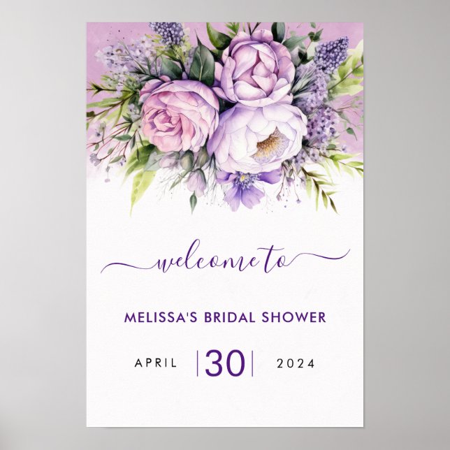 Lila & Rosa Garden Flowers Möhippa Girl Poster (Framsidan)