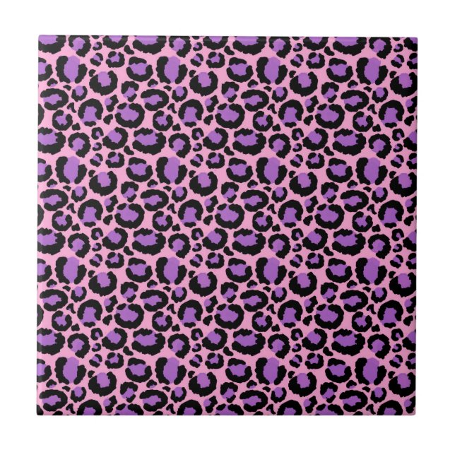 Lila Rosa Gepard Leopard Mönster Djurälskare Kakelplatta (Framsidan)