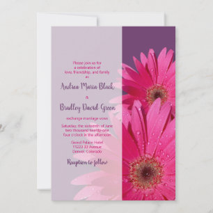 Lila Rosa Gerbera Daisy bröllopsinbjudan Inbjudningar
