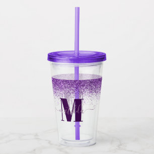 Lila rosa, gigantiskt modernt glitter gnistra mono take away mugg