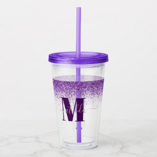 Lila rosa, gigantiskt modernt glitter gnistra mono take away mugg