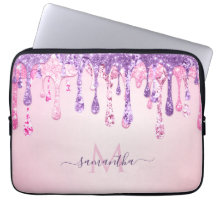 Lila Rosa Glam Glitter Dripping Monogrammed Namn