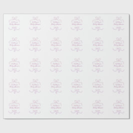 lila rosa glitter båge baby shower namn datum eleg presentpapper