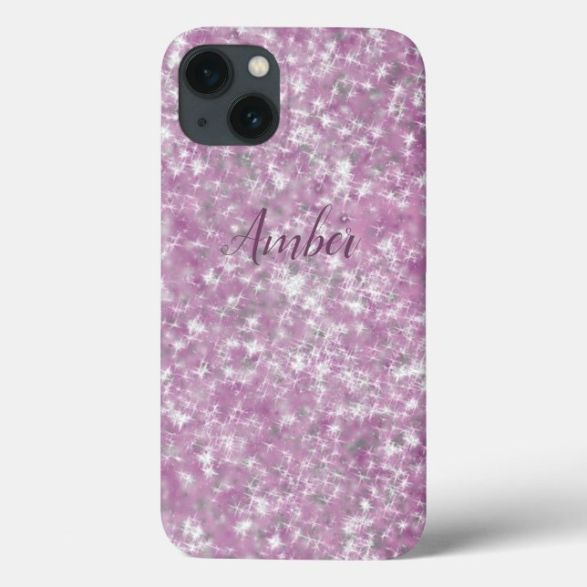 Lila Rosa Glitter Elegant Personlig (Baksida)