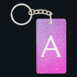 Lila Rosa Glitter & Gnistra Monogram<br><div class="desc">Lila och Rosa Ombre Faux Glitter och Gnistra Elegant Keychain. Dessa nyckelkedjor kan anpassas så att de omfattar ditt första och första namn och är en perfekt Bröllop möhippa,  bachelorette-fest eller en söt 16-födelsedagsfesters tjänst.</div>