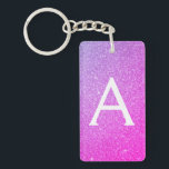 Lila Rosa Glitter & Gnistra Monogram<br><div class="desc">Lila och Rosa Ombre Faux Glitter och Gnistra Elegant Keychain. Dessa nyckelkedjor kan anpassas så att de omfattar ditt första och första namn och är en perfekt Bröllop möhippa,  bachelorette-fest eller en söt 16-födelsedagsfesters tjänst.</div>