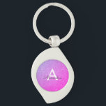 Lila Rosa Glitter & Gnistra Monogram Swirl Silverfärgad Nyckelring<br><div class="desc">Lila och Rosa Ombre Faux Glitter och Gnistra Elegant Birthday eller Bachelorette Keychains. Dessa nyckelkedjor för Bröllop,  Möhippa eller Födelsedagsfest kan anpassas så att de omfattar ditt första och första namn. Kontakta designern om du vill ha anpassade matchande objekt.</div>