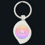 Lila Rosa Glitter & Gnistra Monogram Swirl Silverfärgad Nyckelring<br><div class="desc">Luxury Guld,  Lila and Rosa Rainbow Pastel Ombre Faux Glitter och Gnistra Elegant Birthday eller Bachelorette Keychains. Dessa Nyckelringar för Bröllop,  Möhippa eller Födelsedagsfest kan anpassas så att de omfattar ditt första och första namn. Kontakta designern om du vill ha anpassade matchande objekt.</div>