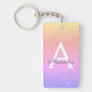 Lila rosa glitter & gnistrande monogram