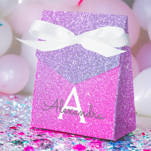 Lila Rosa Glitter & Gnistrande Monogram Presentaskar