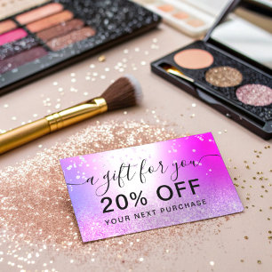 lila rosa glitter metallisk gnistra-gåva rabattkort