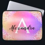 Lila Rosa Glitter och Gnistra Monogram Laptop Fodral<br><div class="desc">Lila och Rosa Faux Glitter och Gnistra Ombre Pastel Metallic Foil Elegant Monogram Fodral. Fodral kan anpassas så att det omfattar ditt första och första namn.</div>