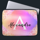 Lila Rosa Glitter och Gnistra Monogram Laptop Fodral<br><div class="desc">Lila och Rosa Faux Glitter och Gnistra Ombre Pastel Metallic Foil Elegant Monogram Fodral. Fodral kan anpassas så att det omfattar ditt första och första namn.</div>