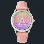 Lila Rosa Glitter och Gnistra Monogram lyx Armbandsur<br><div class="desc">Lila och Rosa Pastel Faux Glitter och Gnistra Elegant Monogram Watch. Den här bevakningen kan anpassas så att den omfattar ditt första och första namn. Glitter Watch ger en underbar Möhippa,  Födelsedagsfest eller Bachelorette Party-gåva till den speciella person som kärlek rosa.</div>