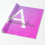 Lila Rosa Glitter och Gnistra Monogram Presentpapper<br><div class="desc">Lila och Rosa Ombre Faux Glitter och Gnistra Elegant Gift Wrapping Papper. Den här presentförpackningens pappra kan anpassas så att den omfattar ditt första och första namn för en gåva till paket för en flickbarnskötare,  Möhippa,  Bachelorette Party eller Girl's Födelsedagsfest.</div>