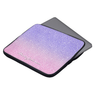 Lila Rosa Glitter Ombre Laptop Fodral