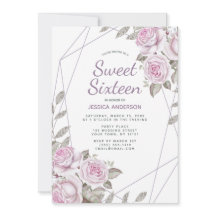 Lila Rosa Glitter Silver Geometrisk Sweet sixteen
