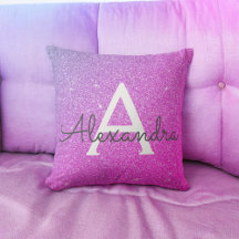 Lila Rosa Gnistra Glitter Monogram Namn