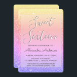 Lila Rosa Gnistra Glitter Sweet sixteen födelsedag Inbjudningar<br><div class="desc">Guld,  Lila och Rosa Pastel Rainbow Gnistra Glitter Sweet sixteen Födelsedagsfest inbjudan. Denna inbjudan är perfekt för Gnistra Glitter Sweet 16 Födelsedagsfest tittar fira i stil.</div>