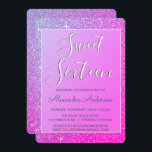 Lila Rosa Gnistra Glitter Sweet sixteen födelsedag Inbjudningar<br><div class="desc">Lila och Rosa Gnistra Glitter Sweet sixteen Födelsedagsfest inbjudan. Denna inbjudan är perfekt för Gnistra Glitter Sweet 16 Födelsedagsfest tittar fira i stil.</div>