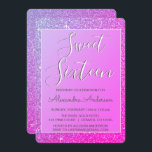 Lila Rosa Gnistra Glitter Sweet sixteen födelsedag Inbjudningar<br><div class="desc">Lila och Rosa Gnistra Glitter Sweet sixteen Födelsedagsfest inbjudan. Denna inbjudan är perfekt för Gnistra Glitter Sweet 16 Födelsedagsfest tittar fira i stil.</div>