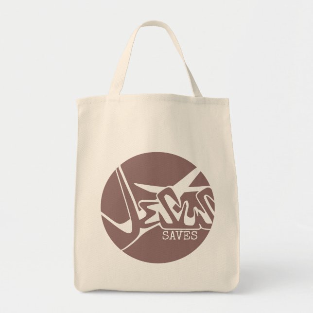 Lila Rosa Grön Cirkel Jesus Räddar Graffiti Tygkasse (Framsidan)