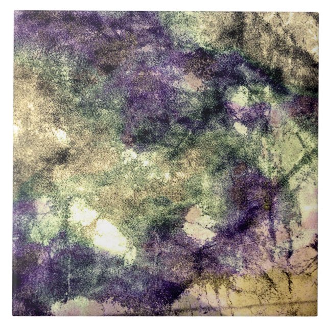 Lila rosa grönt svart färgad abstrakt grunge kakelplatta (Framsidan)