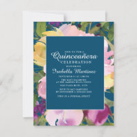 Lila Rosa Gul Blommig Marinblå Quinceañera