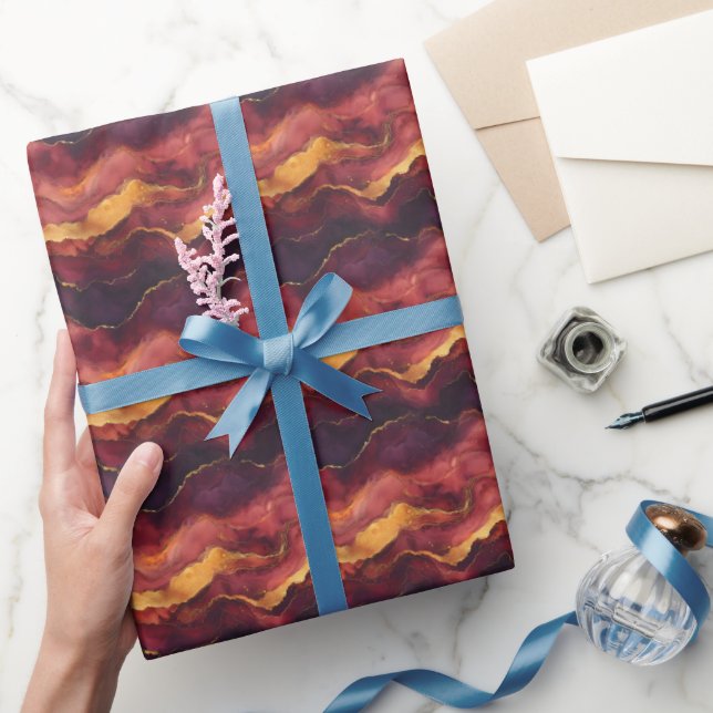 Lila, Rosa & Gul Marmor Presentpapper (Gifting)