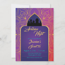Lila Rosa Guld Arabian Nights Moroccan Birthday Inbjudningar
